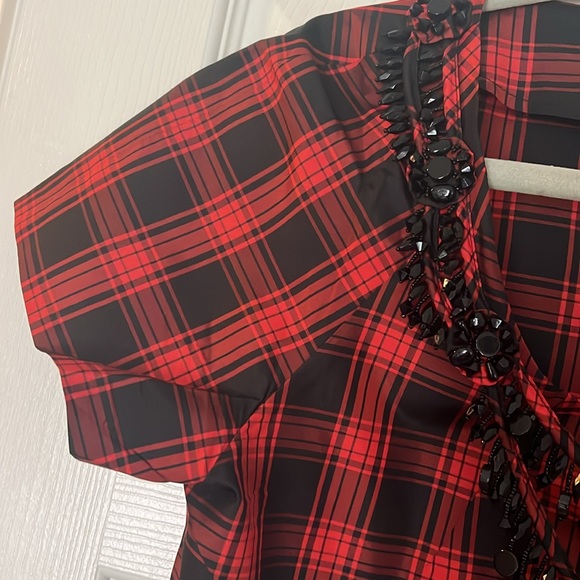 JCrew 100% silk tartan holiday blouse - Picture 3 of 6